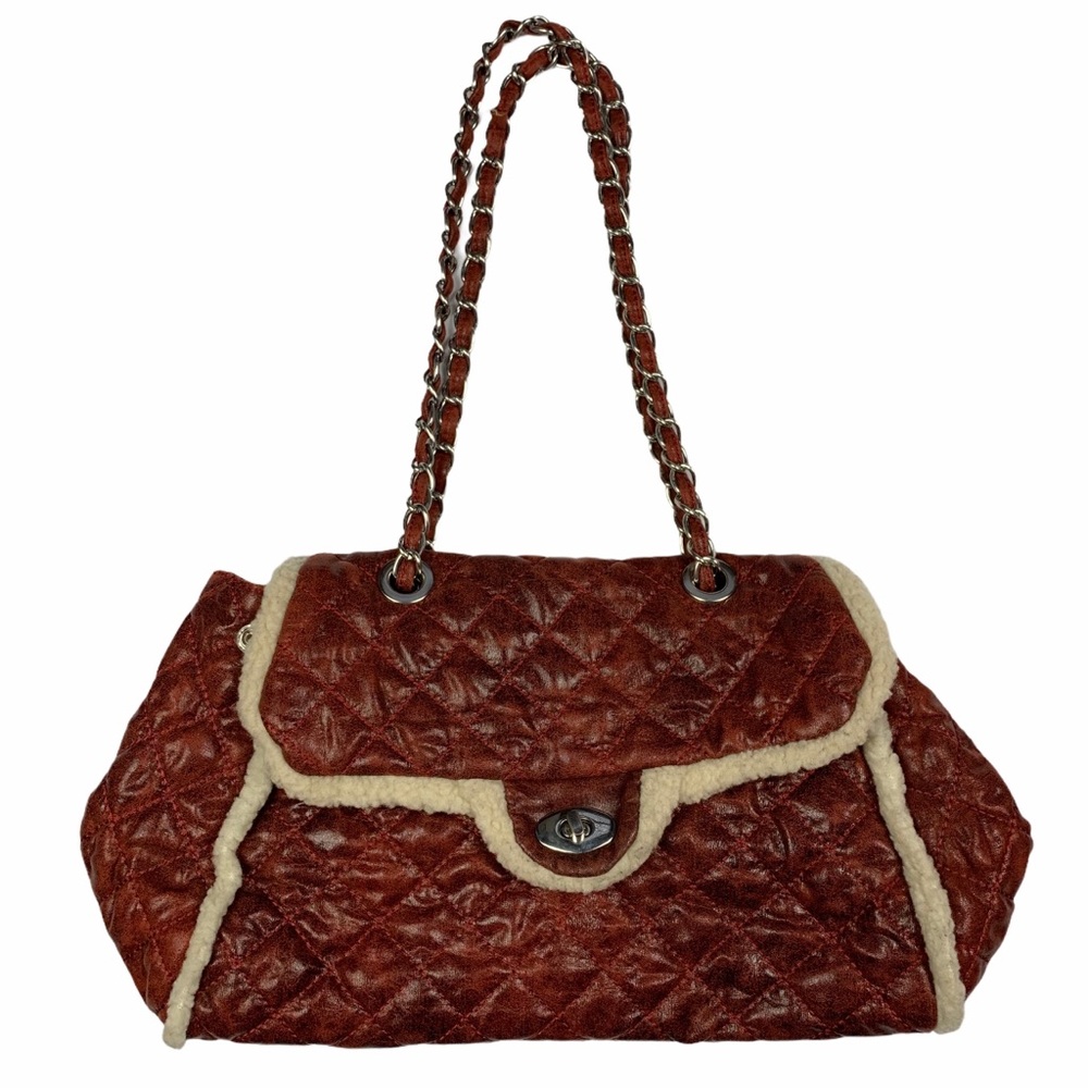 Big Buddha Quilted Vegan Sherpa Chain Shoulder Bag